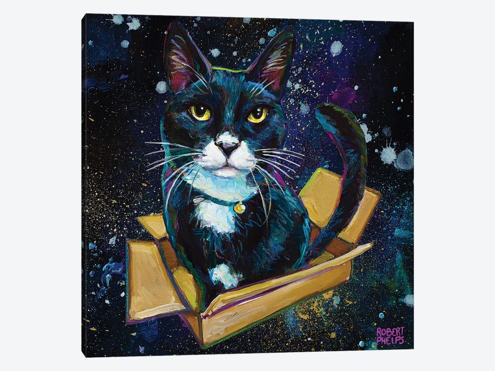 Tuxedo Cat In Space by Robert Phelps 1-piece Canvas Print