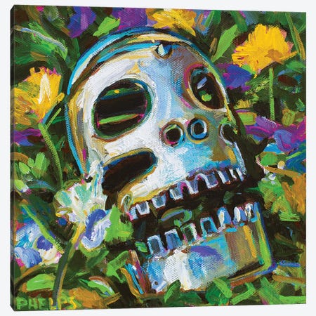 Flower Skull Canvas Print #RPH194} by Robert Phelps Canvas Print