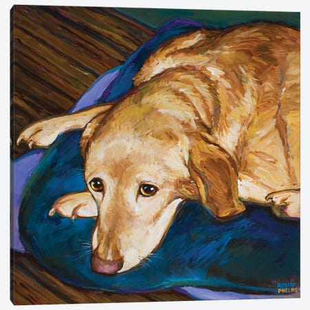 Napping Yellow Lab Canvas Print #RPH197} by Robert Phelps Canvas Art Print