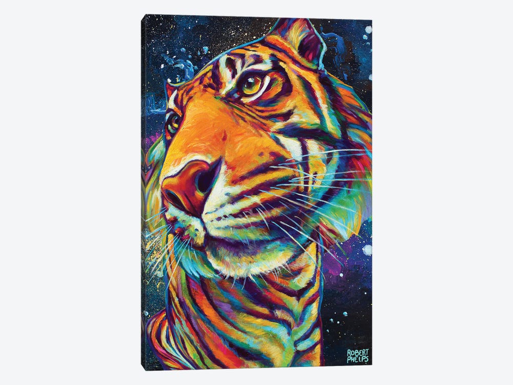 Galactic Tiger by Robert Phelps 1-piece Canvas Wall Art