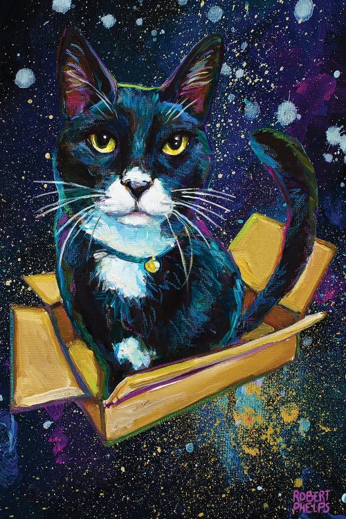 Galactic Tuxedo Kitty by Robert Phelps wall art