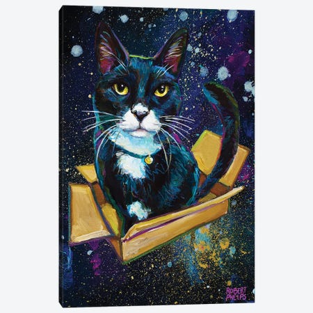 Galactic Tuxedo Kitty Canvas Print #RPH204} by Robert Phelps Canvas Art Print