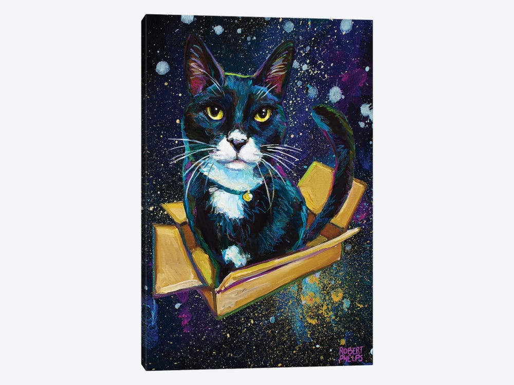 Galactic Tuxedo Kitty by Robert Phelps 1-piece Art Print