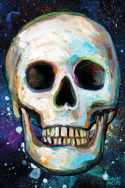 Galactic Skull by Robert Phelps framed canvas print