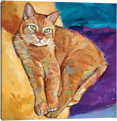 Contemplation Canvas Art Print - Orange Cat Art