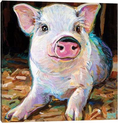 Rudolph The Pig II Canvas Art Print - Pig Art