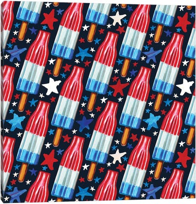 Rocket Pop Pattern Canvas Art Print - Independence Day Art
