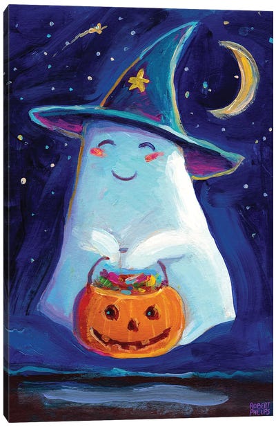 Trick Or Treat Ghost Canvas Art Print - Ghost Art