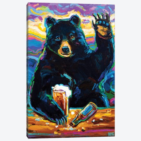 Beer Bear Canvas Print #RPH299} by Robert Phelps Art Print