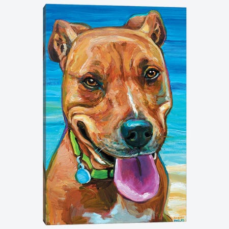 Beach Dog Canvas Print #RPH2} by Robert Phelps Art Print