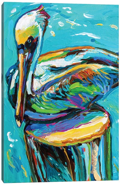 Perched Pelican I Canvas Art Print - Pelican Art