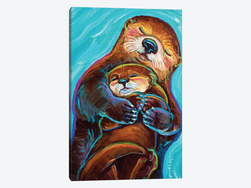 Mama Otter by Robert Phelps 1-piece Canvas Artwork