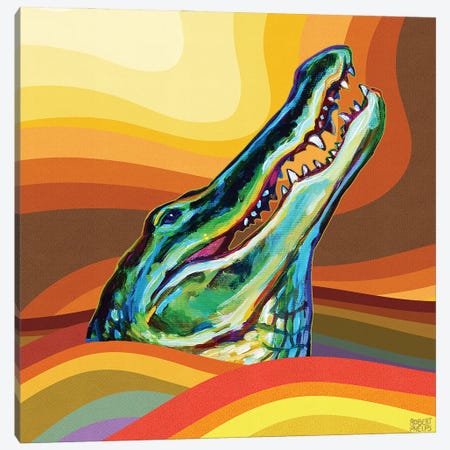 Retro Alligator Canvas Print #RPH308} by Robert Phelps Canvas Print