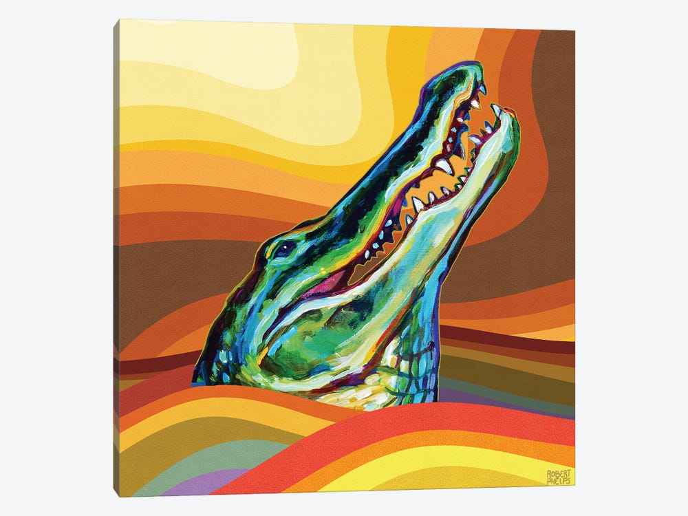 Retro Alligator by Robert Phelps 1-piece Canvas Wall Art