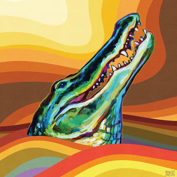 Alligators & Crocodiles: Retro Alligator by Robert Phelps