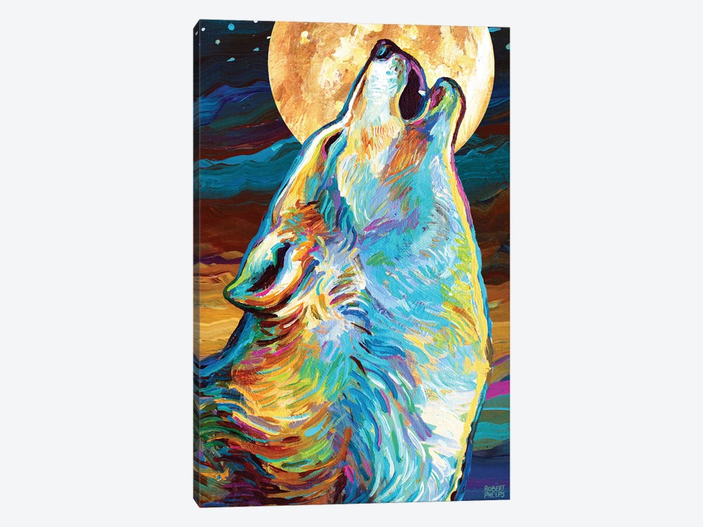 Canyon Wolf And Moon by Robert Phelps 1-piece Canvas Art Print