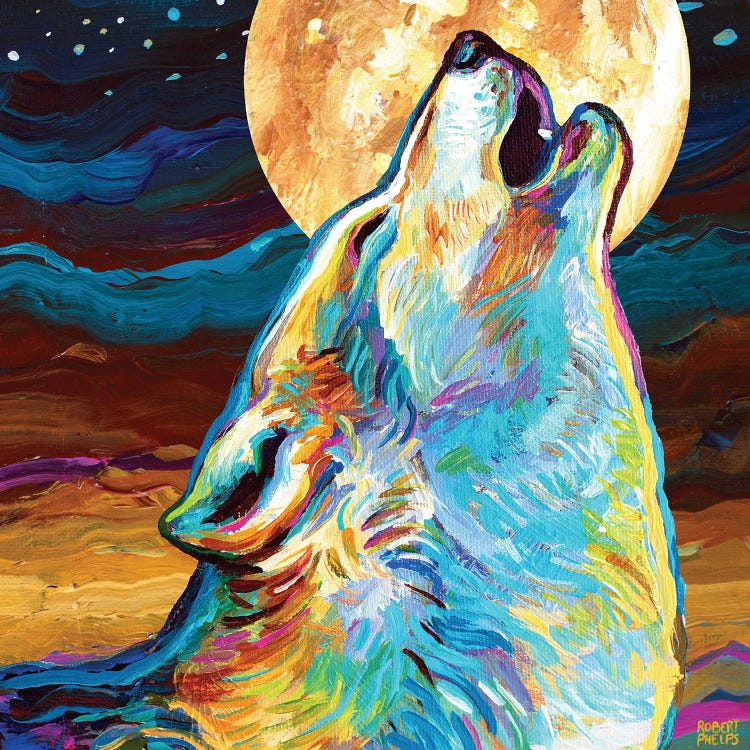 Canyon Wolf And Moon II