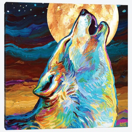 Canyon Wolf And Moon II Canvas Print #RPH311} by Robert Phelps Canvas Art