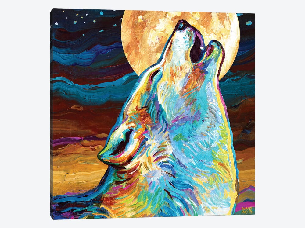 Canyon Wolf And Moon II by Robert Phelps 1-piece Canvas Artwork