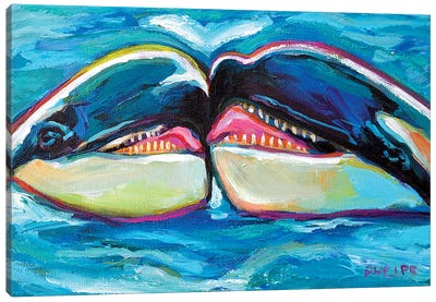 Orcas Canvas Art Print - Robert Phelps