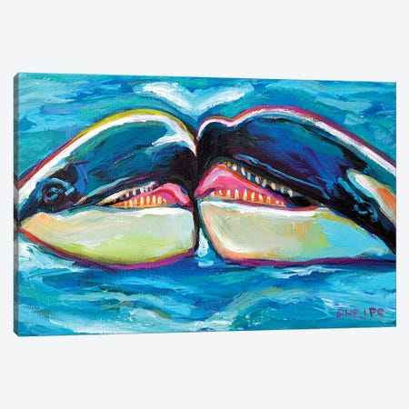Orcas Canvas Print #RPH51} by Robert Phelps Art Print