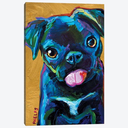 Black Pug Puppy Canvas Print #RPH5} by Robert Phelps Canvas Wall Art