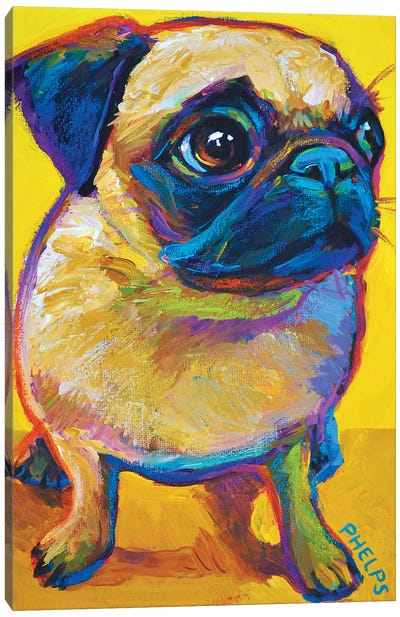 Yellow Pug Canvas Art Print - Pug Art