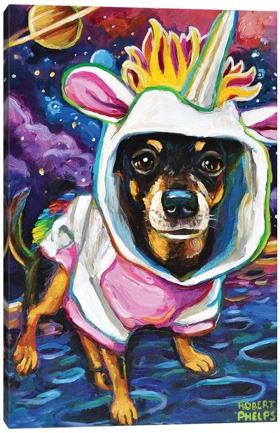 Chihuahua in Space Canvas Art Print - Robert Phelps