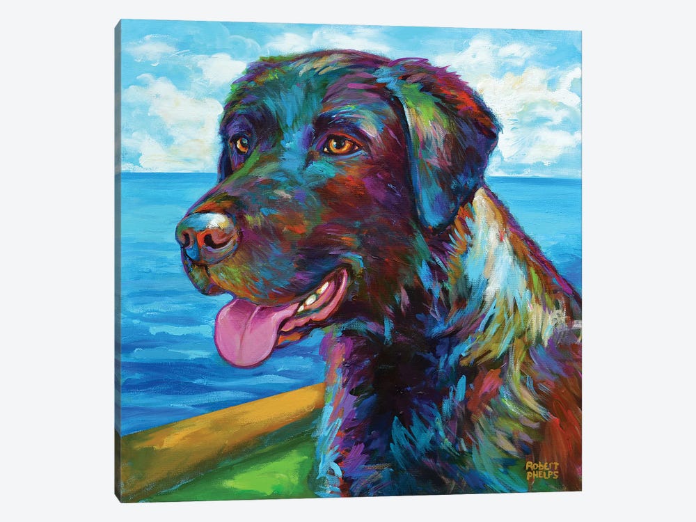 Chocolate Lab by the Sea by Robert Phelps 1-piece Canvas Wall Art