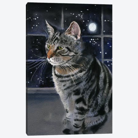 Moon Kitty Canvas Print #RPK10} by Rachel Parker Canvas Wall Art