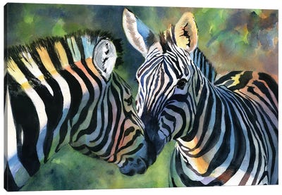 Zebra Love Canvas Art Print - Rachel Parker