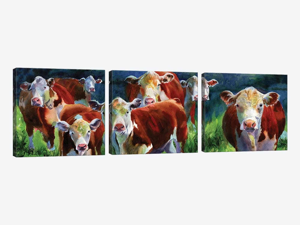 Curious Cows by Rachel Parker 3-piece Canvas Artwork