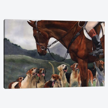 Hunt Horse Hounds Canvas Print #RPK74} by Rachel Parker Art Print