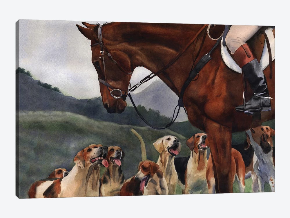 Hunt Horse Hounds by Rachel Parker 1-piece Canvas Print