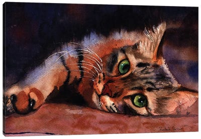 Floored Canvas Art Print - Tabby Cat Art