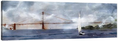 Landscape Golden Gate Foggy Sail Canvas Art Print - Golden Gate Bridge