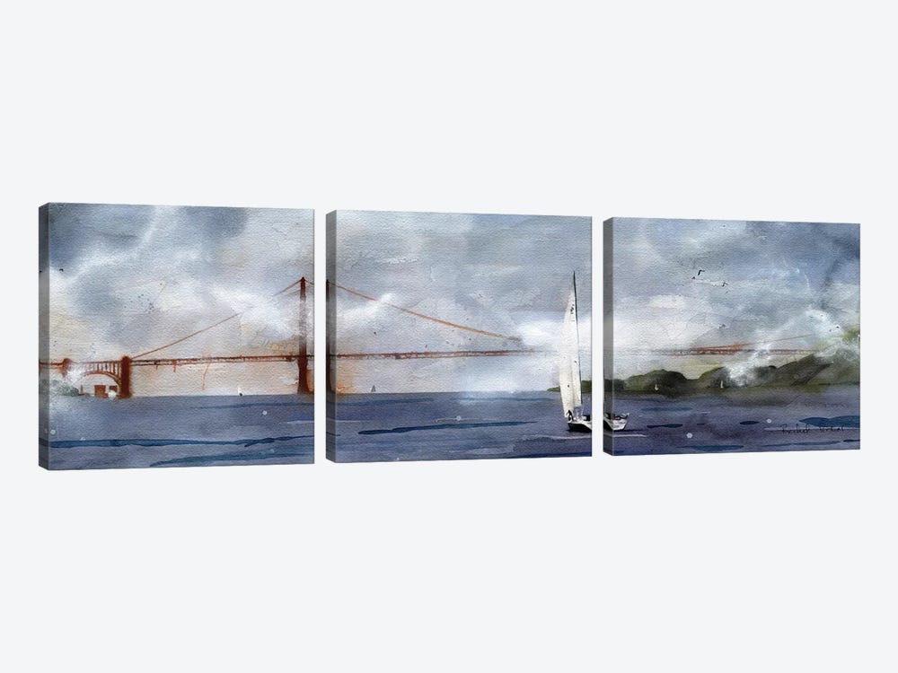 Landscape Golden Gate Foggy Sail by Rachel Parker 3-piece Art Print