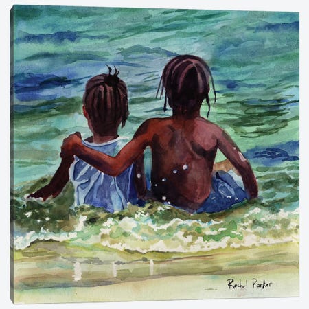Caribbean Kids Canvas Print #RPK94} by Rachel Parker Canvas Print