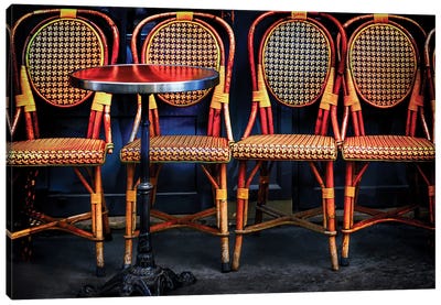 Gold Bistro Chairs Paris Canvas Art Print - Rose Palmisano