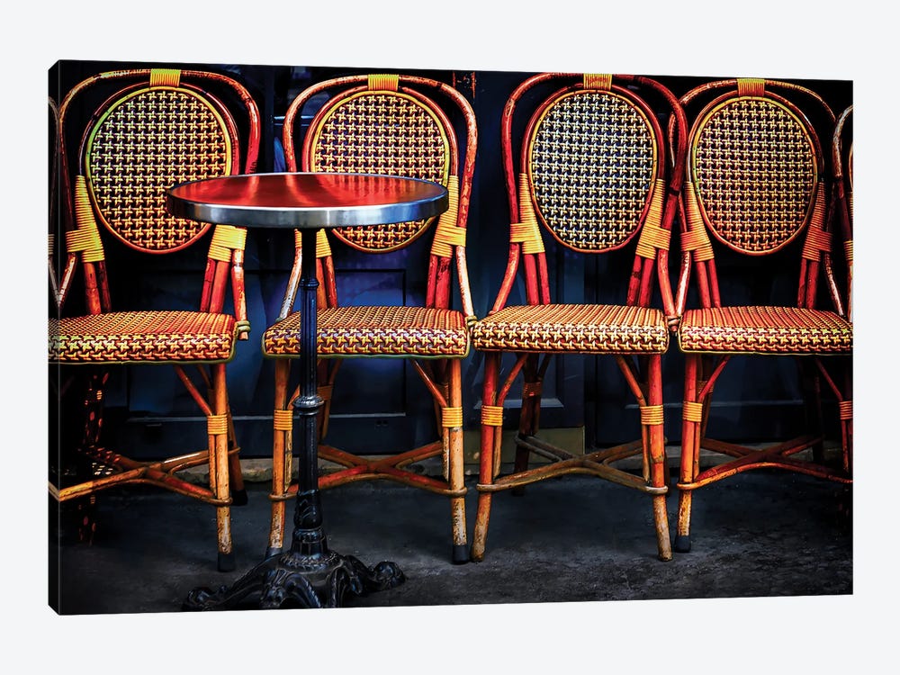 Gold Bistro Chairs Paris by Rose Palmisano 1-piece Canvas Art