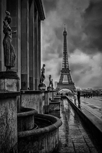 Black & White Cityscapes: The Eiffel Tower in the Rain by Rose Palmisano