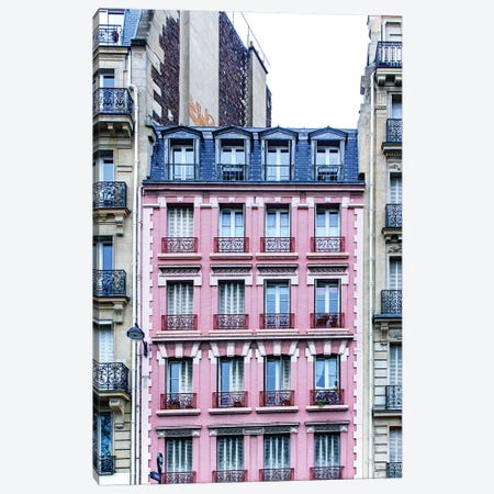 Pink Windows Paris Canvas Print #RPM114} by Rose Palmisano Canvas Art Print