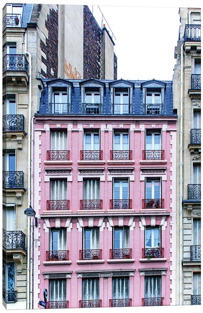 Pink Windows Paris Canvas Art Print - Rose Palmisano