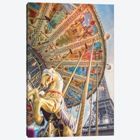 Eiffel Tower Carousel Canvas Print #RPM115} by Rose Palmisano Art Print