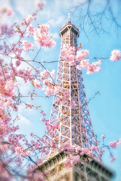 Hyperreal Photography: Eiffel Tower Pink Blossoms by Rose Palmisano