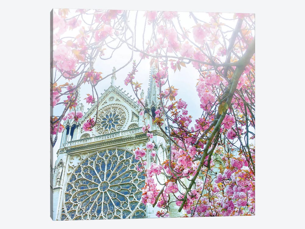 Cherry Blossoms Notre-Dame de Paris by Rose Palmisano 1-piece Canvas Artwork