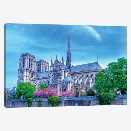 Cherry Blossoms Notre Dame Cathedral Canvas Print #RPM16} by Rose Palmisano Canvas Print