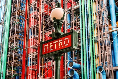 Paris Metro Pompidou Centre by Rose Palmisano metal wall art