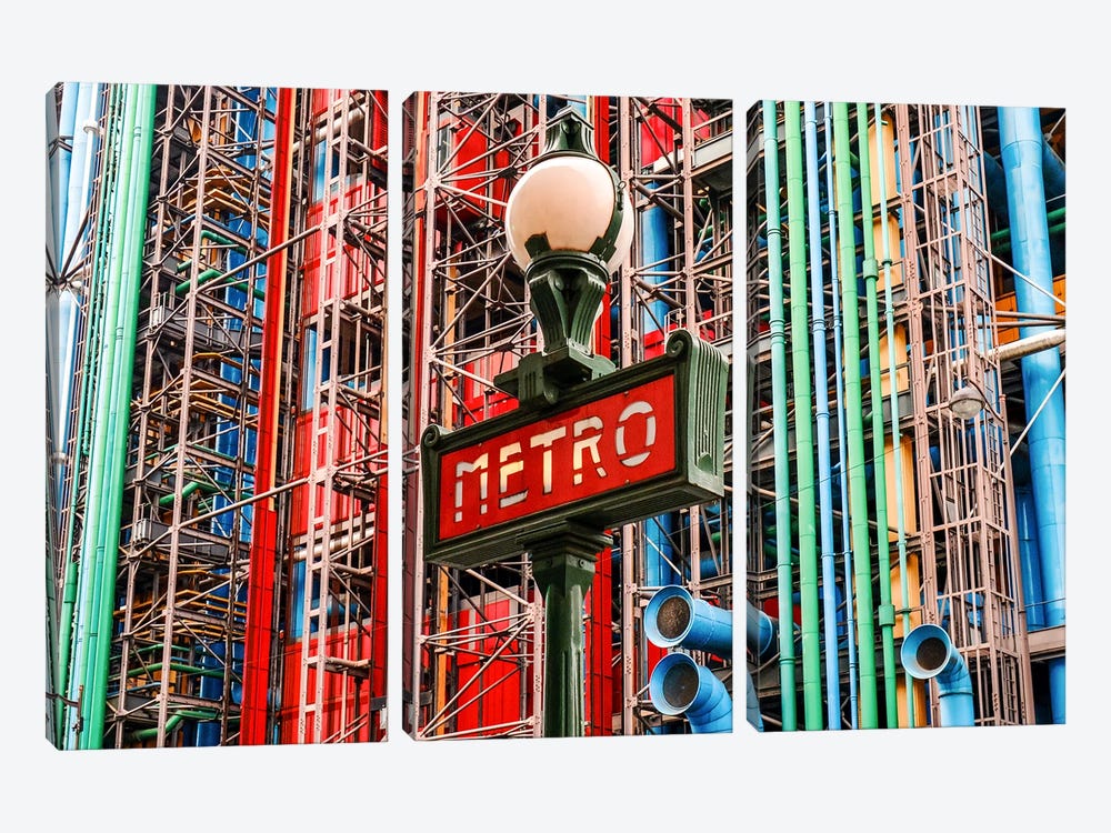 Paris Metro Pompidou Centre by Rose Palmisano 3-piece Canvas Art Print