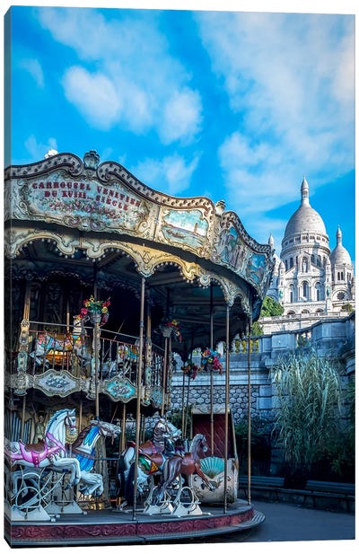 Montmartre Carousel Canvas Art Print - Amusement Park Art